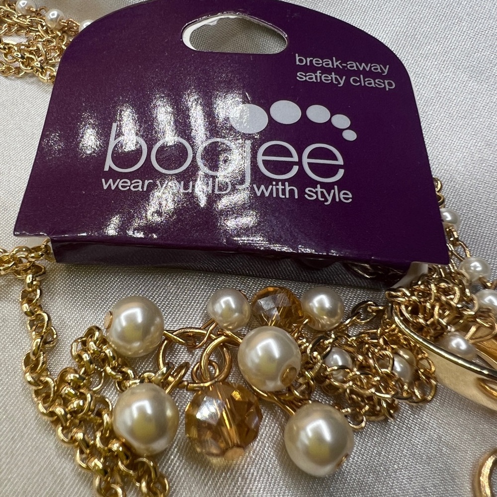 Gold and Pearl Safety Clasp Necklace